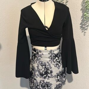 Black Bell Sleeve Crop Top